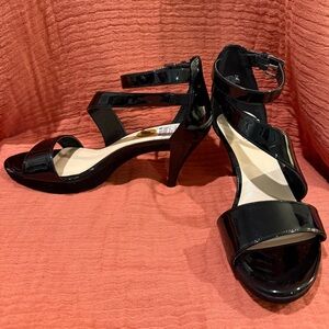 Nine West Black Patent Strappy Heels, 8